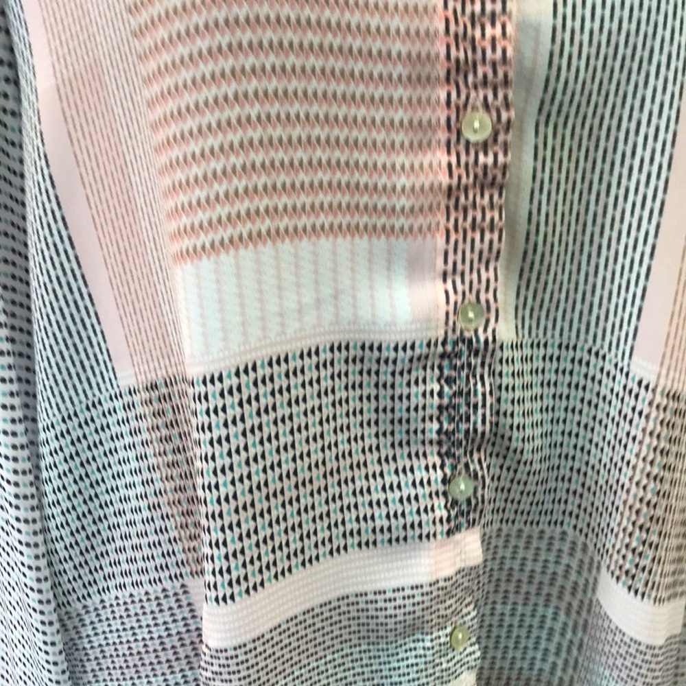 Jones New York - Pink Patterned Dress Button Down Top - Large - Picture 2 of 6